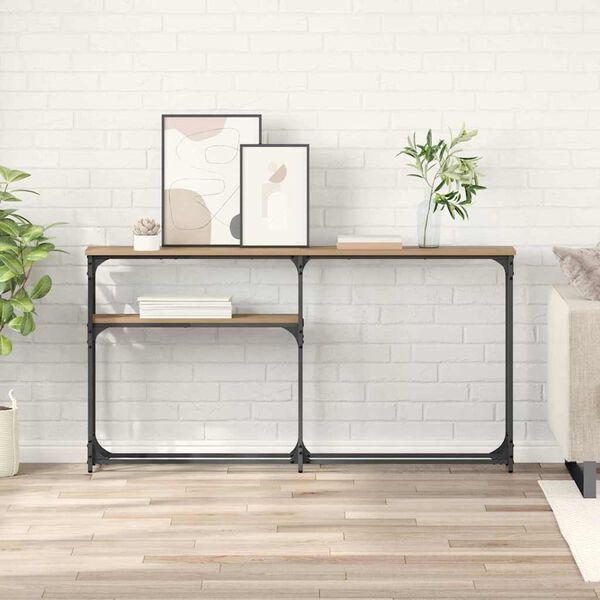 vidaXL Konzolasztal Artisan t&ouml;lgy 145 x 22,5 x 75 cm Faanyag