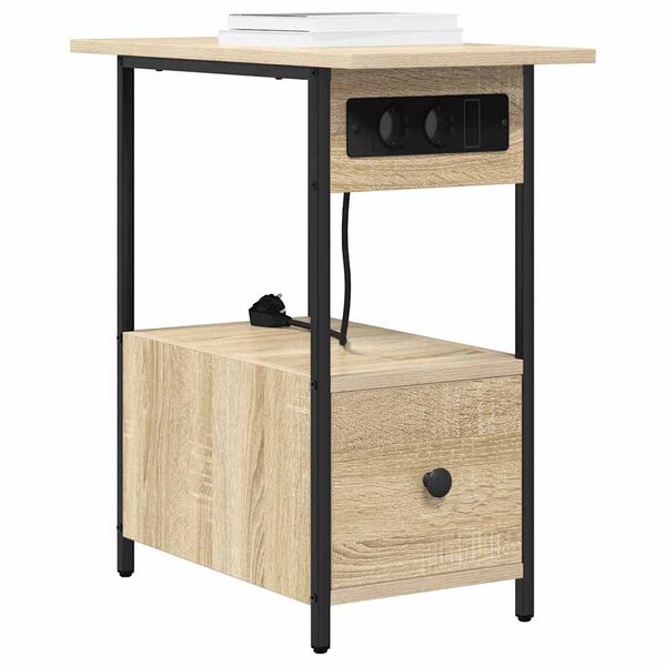 vidaXL &Eacute;jjeliszekr&eacute;ny fi&oacute;kkal Sonoma t&ouml;lgy 60 x 30 x 61 cm Faanyag