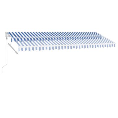 vidaXL kék-fehér automata szélérzékelős és LED-es napellenző 500x300cm