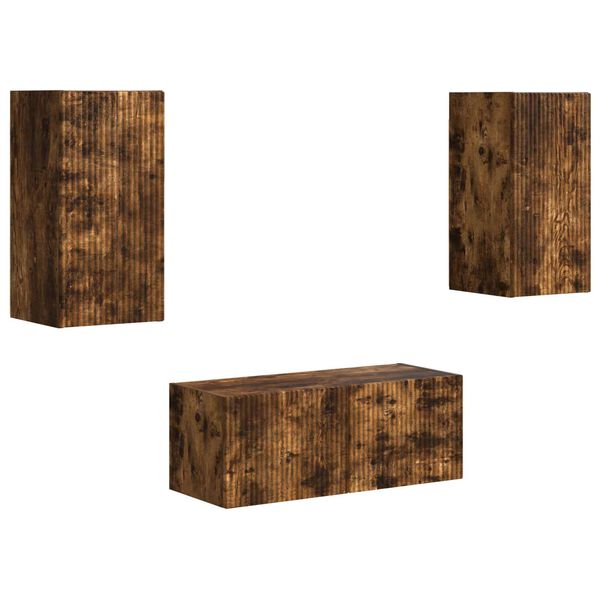 vidaXL TV szekr&eacute;ny garnit&uacute;ra 6 pcs F&uuml;st&ouml;lt t&ouml;lgy Faanyag