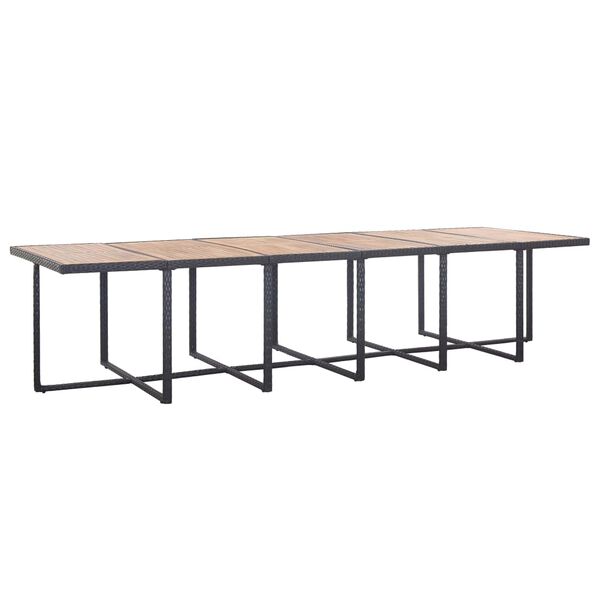 vidaXL 17 r&eacute;szes fekete polyrattan k&uuml;lt&eacute;ri &eacute;tkezőszett p&aacute;rn&aacute;kkal