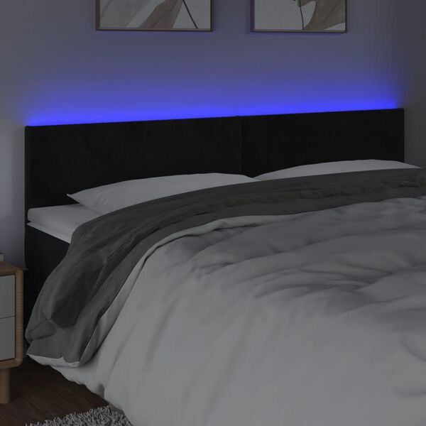 vidaXL fekete bársony LED-es fejtámla 180x5x78/88 cm