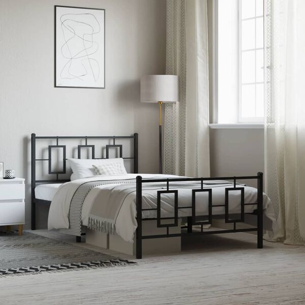 vidaXL fekete fém ágykeret fej- és lábtámlával 107 x 203 cm