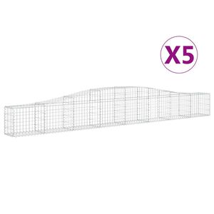 vidaXL 5 db &iacute;ves horganyzott vas gabion kos&aacute;r 400x30x40/60 cm