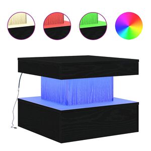 vidaXL fekete t&ouml;lgysz&iacute;nű doh&aacute;nyz&oacute;asztal LED-l&aacute;mp&aacute;kkal 50 x 50 x 40 cm