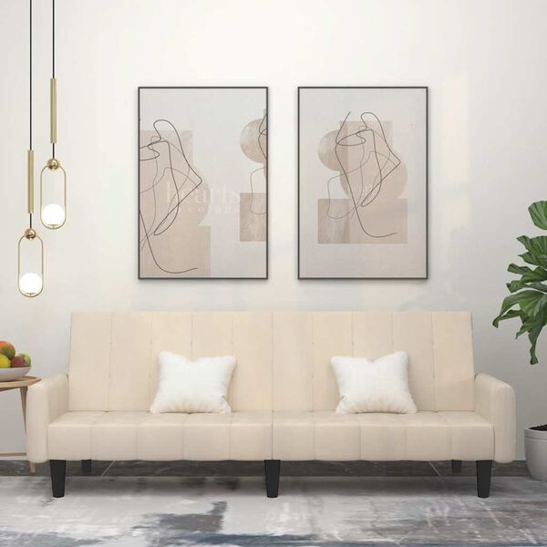 vidaXL kétszemélyes krémszínű bársony kanapéágy