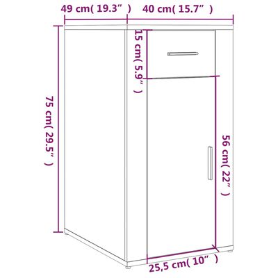 vidaXL fehér szerelt fa íróasztal szekrény 60 x 45 x 60 cm