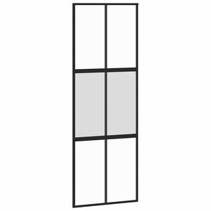 vidaXL fekete edzett &uuml;veg &eacute;s alum&iacute;nium tol&oacute;ajt&oacute; 76 x 205 cm