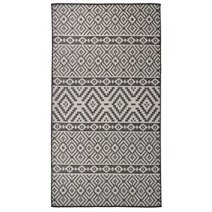 vidaXL fekete cs&iacute;kos lapos sz&ouml;v&eacute;sű k&uuml;lt&eacute;ri szőnyeg 80 x 150 cm