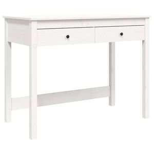 vidaXL feh&eacute;r t&ouml;m&ouml;r fenyőfa &iacute;r&oacute;asztal fi&oacute;kokkal 100 x 50 x 78 cm