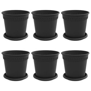 vidaXL N&ouml;v&eacute;nycser&eacute;p 6 pcs Fekete &Oslash; 17 x 14 cm Műanyag
