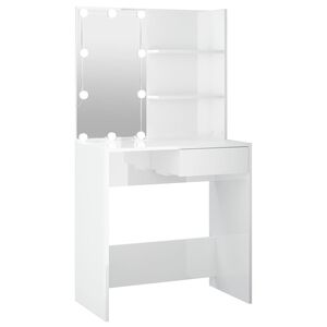 vidaXL magasf&eacute;nyű feh&eacute;r f&eacute;s&uuml;lk&ouml;dőasztal LED-del 74,5x40x141 cm