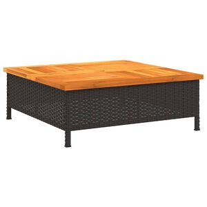 vidaXL fekete polyrattan &eacute;s ak&aacute;cfa kerti asztal 70 x 70 x 25 cm