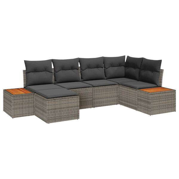 vidaXL Kerti Kanap&eacute; Szett p&aacute;rn&aacute;val t&aacute;rol&oacute;val 7 pcs Sz&uuml;rke Polyrattan