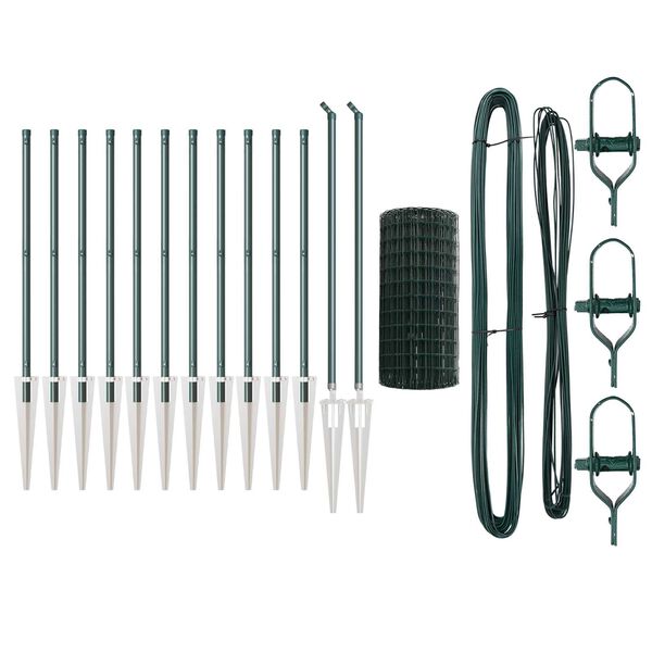 vidaXL Ker&iacute;t&eacute;s oszlopokkal Z&ouml;ld 0,8 x 25 m Ac&eacute;l &eacute;s PVC