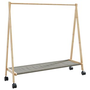 vidaXL bambusz ruha&aacute;llv&aacute;ny polcokkal &eacute;s kerekekkel 103 x 40 x 183 cm