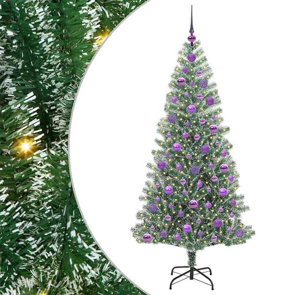 vidaXL Mű kar&aacute;csonyi fa h&oacute;val bor&iacute;tva LED f&eacute;nyekkel 300 LED-del 180 cm
