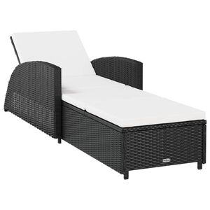 vidaXL fekete polyrattan napoz&oacute;&aacute;gy kr&eacute;mfeh&eacute;r p&aacute;rn&aacute;val