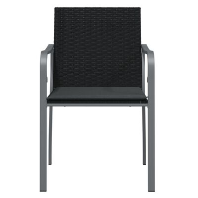 vidaXL 2 db fekete polyrattan kerti szék párnával 56 x 59 x 84 cm
