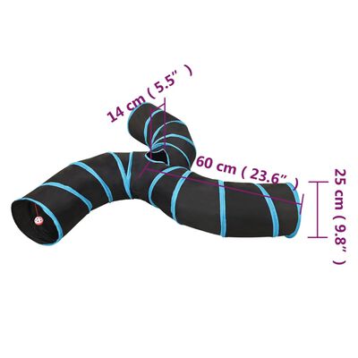 vidaXL fekete-kék 3-irányú poliészter macskaalagút 25 cm