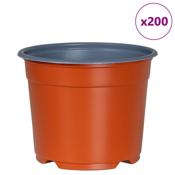vidaXL Vir&aacute;g Cser&eacute;p 200 pcs Terrakotta &Oslash; 15 x 12.5 cm Műanyag