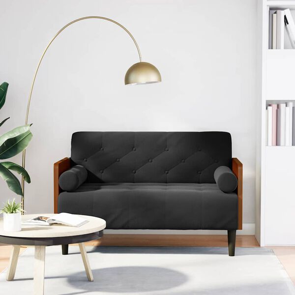 vidaXL fekete b&aacute;rsony loveseat kanap&eacute; p&aacute;rn&aacute;kkal 110 cm