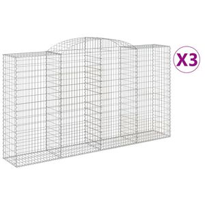 vidaXL 3 db &iacute;ves horganyzott vas gabion kos&aacute;r 300x50x160/180 cm