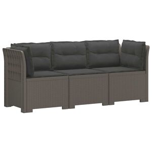 vidaXL 3-Fős Kerti Kanap&eacute; P&aacute;rn&aacute;kkal Rattan Hat&aacute;ssal PP Vil&aacute;gossz&uuml;rke
