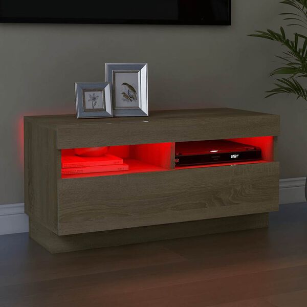 vidaXL sonoma tölgy színű TV-szekrény LED-lámpákkal 80 x 35 x 40 cm
