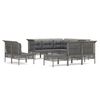 vidaXL 10 r&eacute;szes sz&uuml;rke polyrattan kerti &uuml;lőgarnit&uacute;ra p&aacute;rn&aacute;kkal