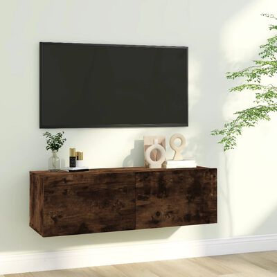 vidaXL füstös tölgyszínű szerelt fa fali TV-szekrény 100 x 30 x 30 cm
