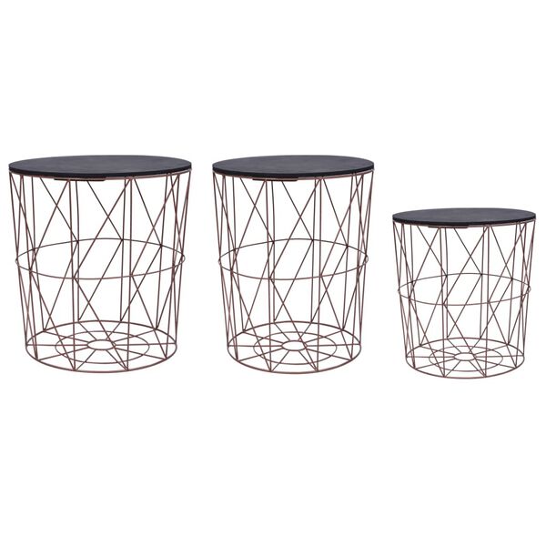 vidaXL 3 db rézszínű dohányzóasztal