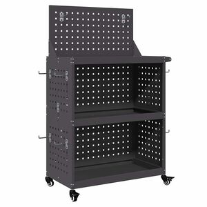 vidaXL Eszk&ouml;z Kocsi Fekete 65 x 35 x 111 cm Hidegen hengerelt ac&eacute;l