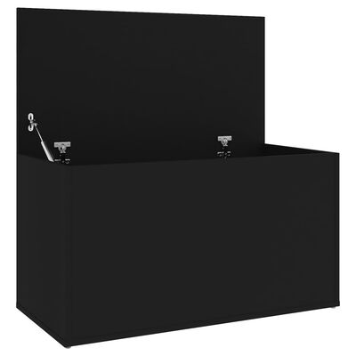 vidaXL fekete szerelt fa tárolóláda 84 x 42 x 46 cm
