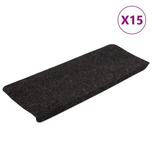 vidaXL 15 db antracitsz&uuml;rke &ouml;ntapad&oacute; l&eacute;pcsőszőnyeg 65x24,5x3,5 cm