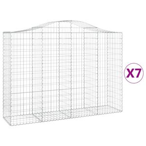vidaXL 7 db &iacute;ves horganyzott vas gabion kos&aacute;r 200x50x140/160 cm