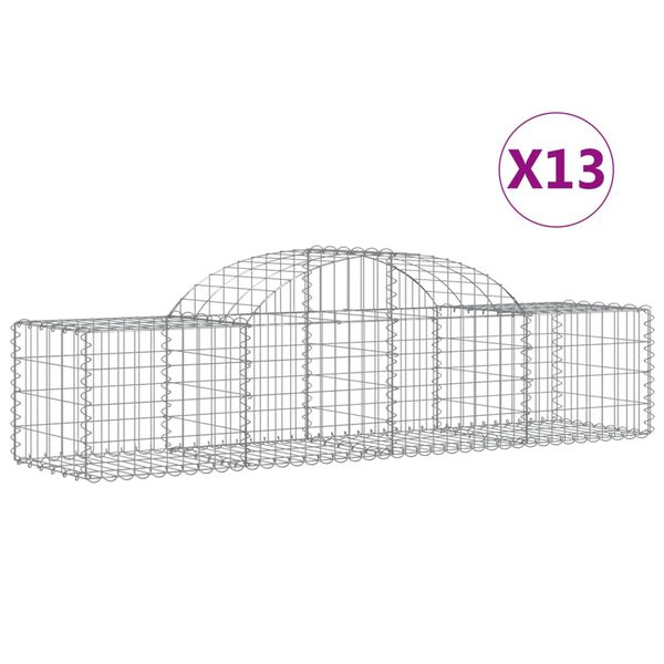 vidaXL 13 db &iacute;ves horganyzott vas gabion kos&aacute;r 200x50x40/60 cm