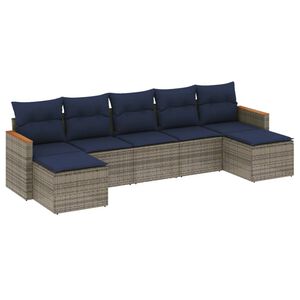 vidaXL 7 db sz&uuml;rke polyrattan kerti kanap&eacute;garnit&uacute;ra p&aacute;rn&aacute;kkal
