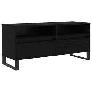 vidaXL TV szekr&eacute;ny Fekete t&ouml;lgy 100 x 34,5 x 44,5 cm Műszaki fa &eacute;s vas