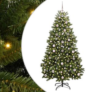 vidaXL Mű kar&aacute;csonyfa 180 cm 300 LED Meleg feh&eacute;r PVC &eacute;s Ac&eacute;l Z&ouml;ld
