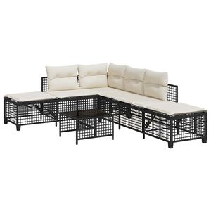 vidaXL 3 r&eacute;szes fekete polyrattan kerti sarokkanap&eacute; garnit&uacute;ra p&aacute;rn&aacute;val
