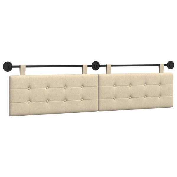 vidaXL Fali Fejt&aacute;mla Falra szerelhető Kr&eacute;m 210 x 55 x 5 cm sz&ouml;vet