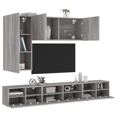 vidaXL 5 darab szürke sonoma színű szerelt fa fali TV-szekrény