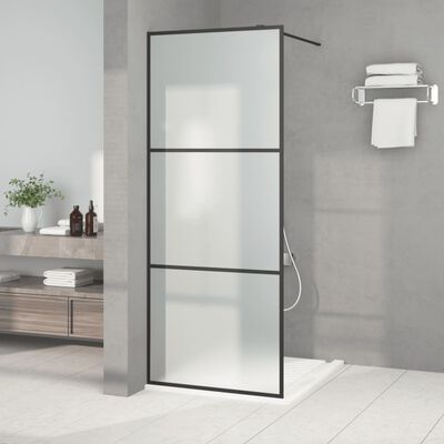 vidaXL fekete ESG tejüveg zuhanyfal küszöb nélküli zuhanyhoz 80x195 cm