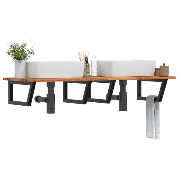 vidaXL ac&eacute;l &eacute;s t&ouml;m&ouml;r ak&aacute;cfa falra szerelhető mosd&oacute;polc