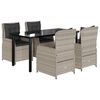vidaXL 5r&eacute;szes vil&aacute;gossz&uuml;rke polyrattan kerti &eacute;tkezőgarnit&uacute;ra p&aacute;rn&aacute;val