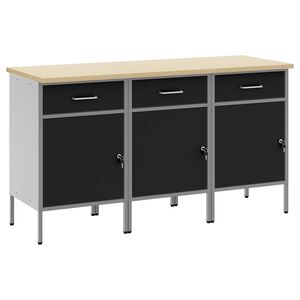 vidaXL Munkaszekr&eacute;ny fi&oacute;kkal 3 db Fekete &eacute;s Sz&uuml;rke 150 x 55 x 85 cm