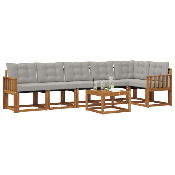 vidaXL K&uuml;lt&eacute;ri kanap&eacute; szett 7 pcs Term&eacute;szetes &eacute;s Vil&aacute;gossz&uuml;rke