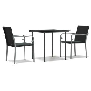 vidaXL 3 r&eacute;szes polyrattan &eacute;s ac&eacute;l kerti &eacute;tkezőgarnit&uacute;ra p&aacute;rn&aacute;val