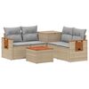 vidaXL Kanap&eacute; Szett 6 db Beige &eacute;s Vil&aacute;gossz&uuml;rke Poli rattan &eacute;s ac&eacute;l
